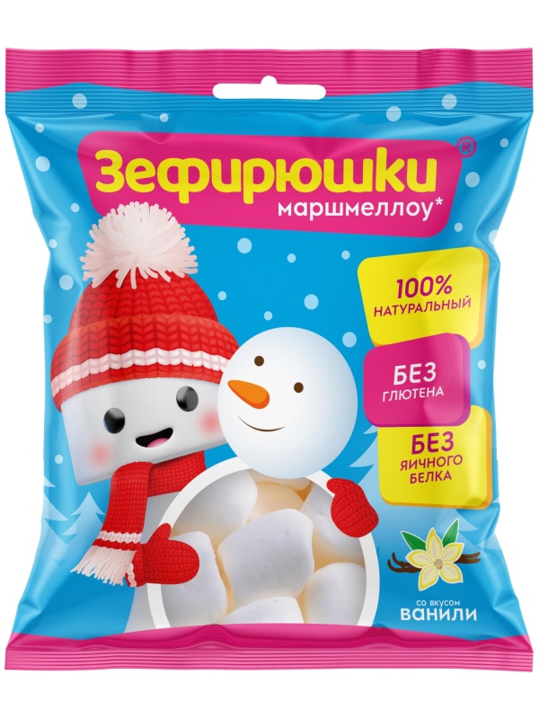 Зефир Зефирюшки Снеговик воздушный зефир для десертов 80гx12шт/уп