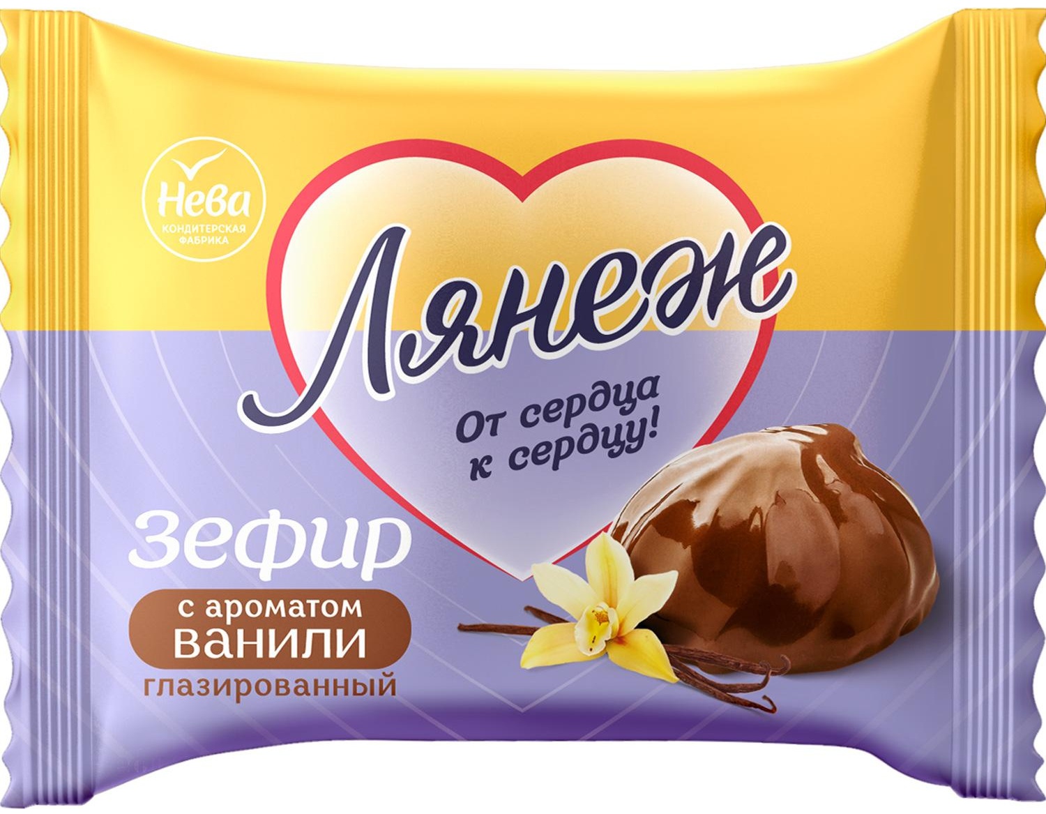 Зефир Лянеж Нева с ароматом ванили глазированный, 38гx100шт/уп