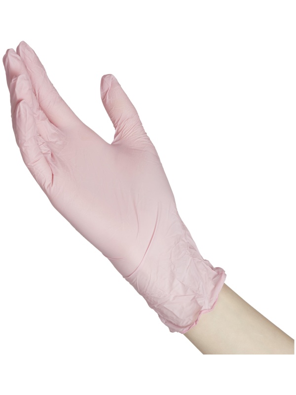 Перчатки нитрил, н/c, н/о, текстур, Benovy (XS) 50п/уп, розовый