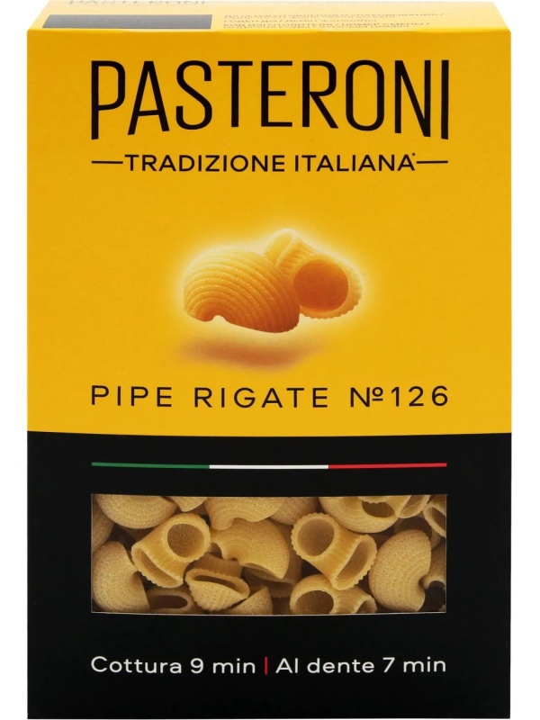 Макароны Pasteroni Пипе Ригате №126, 400г