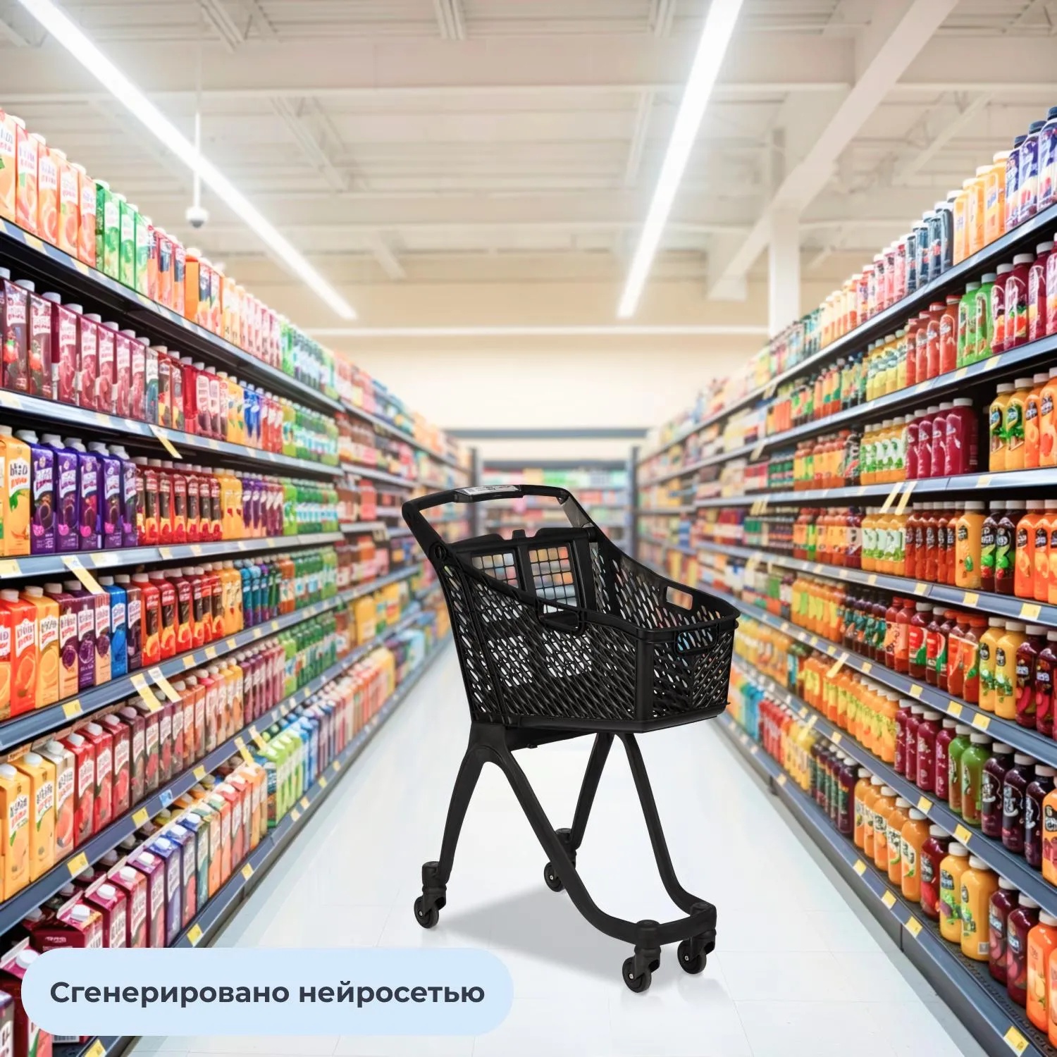 Тележка покупательская REK_Комус Мебель пластиковая Т060 ручка с дисплеем