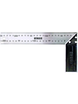 Угольник столярный БИБЕР 40635 ПРОФИ 350мм нержавеющая сталь, гравировка