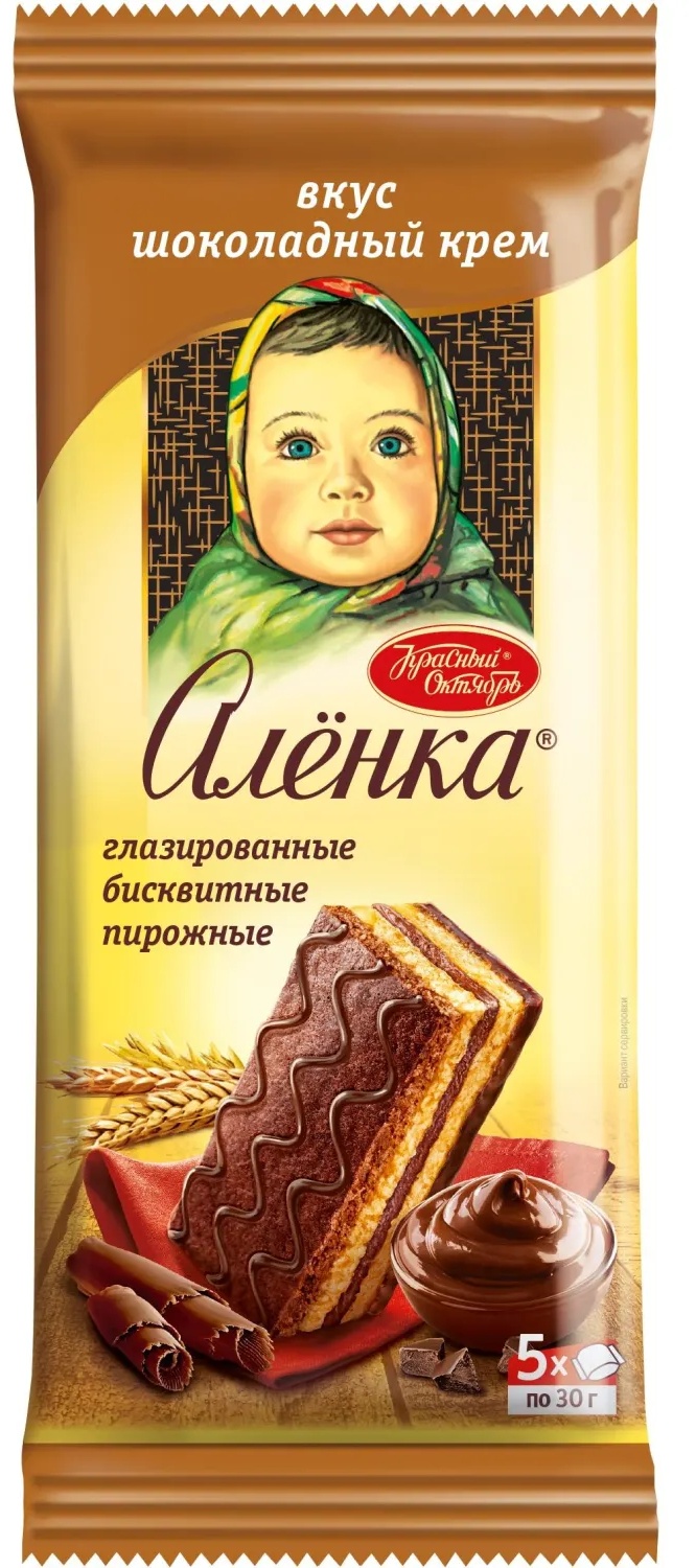 Пирожное Аленка бисквитное вкус шоколадный крем, 150г