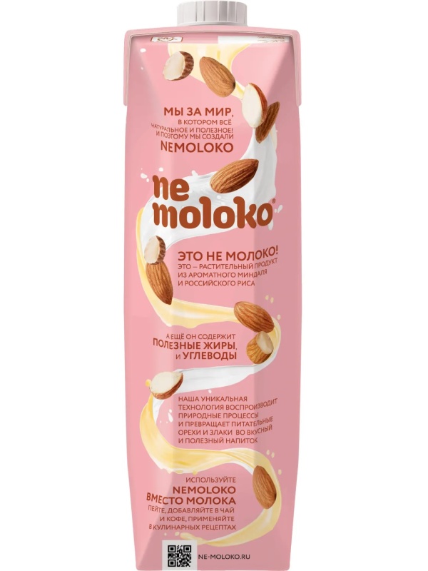 Напиток растительный Nemoloko напиток на рисовой основе Миндальный 1л