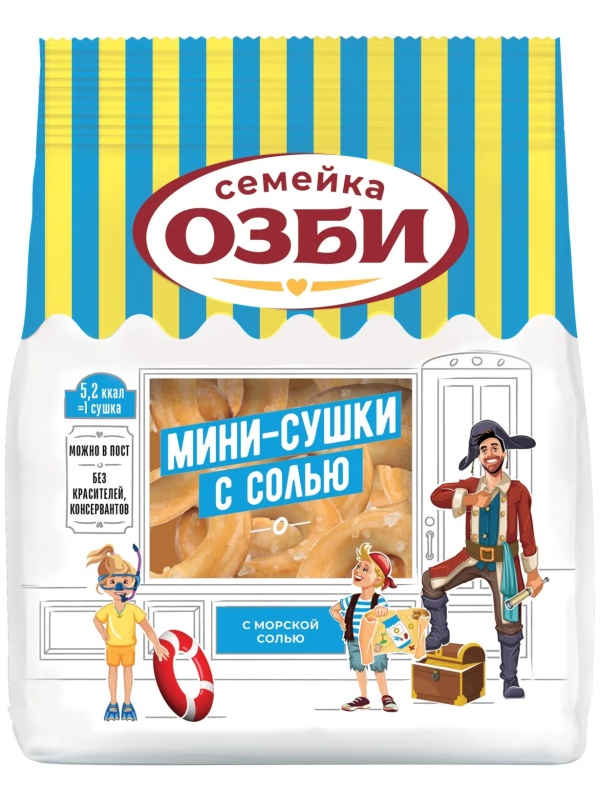 Сушки Мини-сушки с солью Семейка ОЗБИ, 150гx24шт/уп, 308