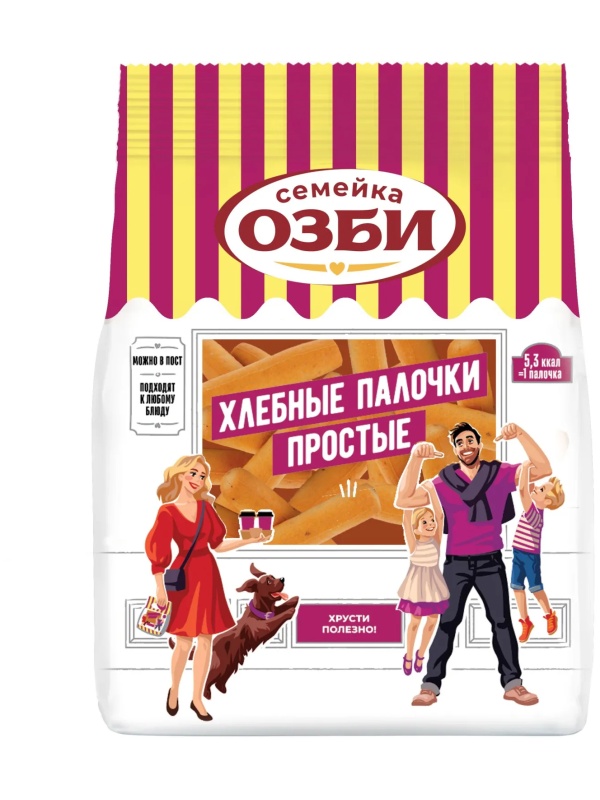 Хлебные палочки Семейка ОЗБИ простые, 150гx10шт/уп, 919