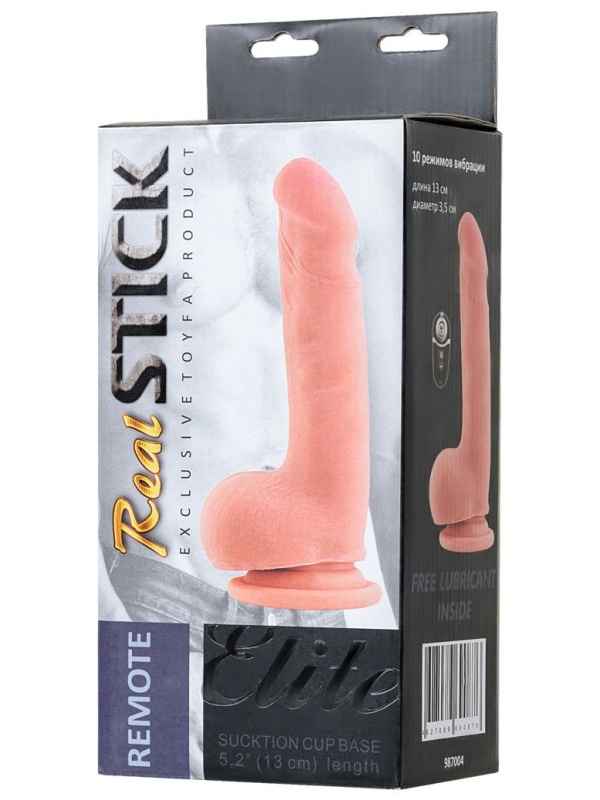 Реалистичный перезаряжаемый вибратор REALSTICK ELITE VIBRO с пультом ДУ - 18,5 см.