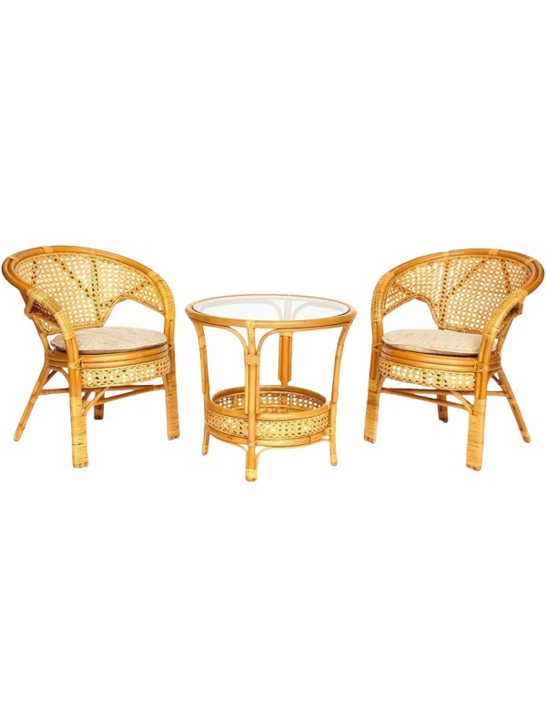 Комплект садовой мебели PELANGI(стол со стек+2крес)/без под/, ротанг, мед