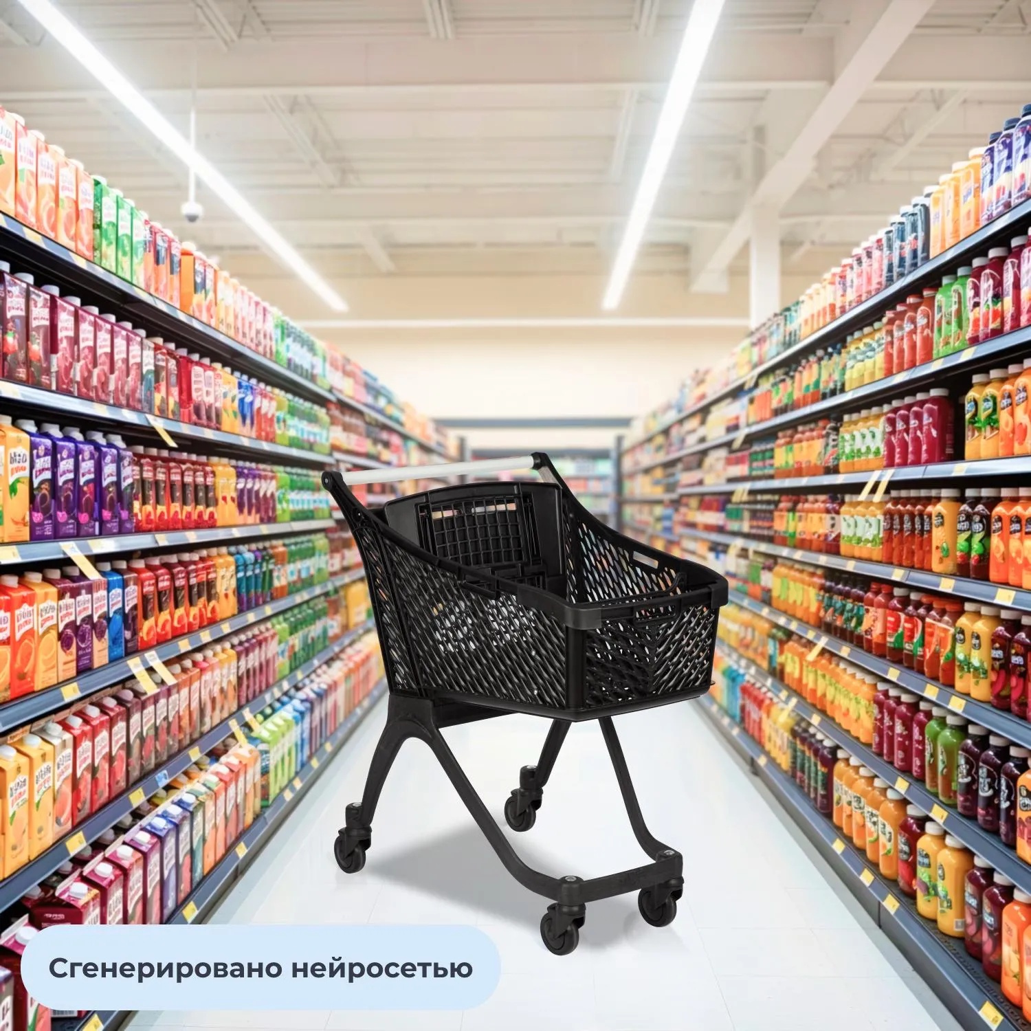 Тележка покупательская REK_Комус Мебель пластиковая Т100 с дет.сид. и разд