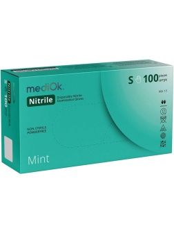 Перчатки нитрил. н/с. н/о, зеленые MediOk (S) 50п/уп, 4гр