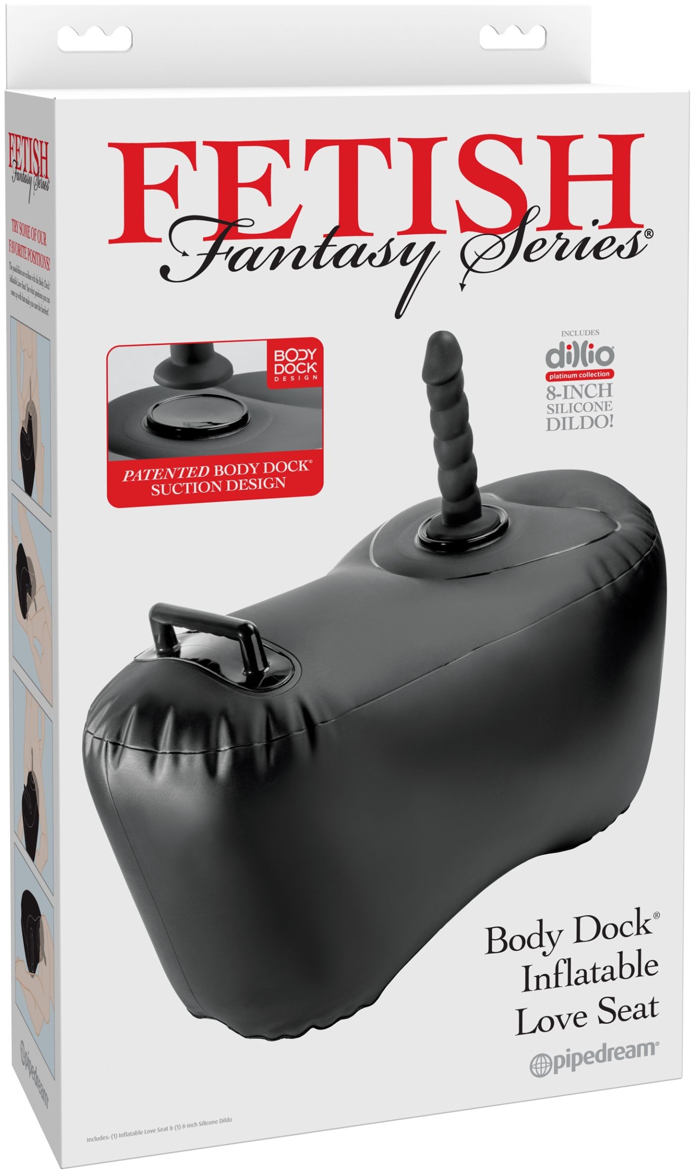 Черное надувное кресло с платформой для фиксации дилдо Body Dock Inflatable Love Seat