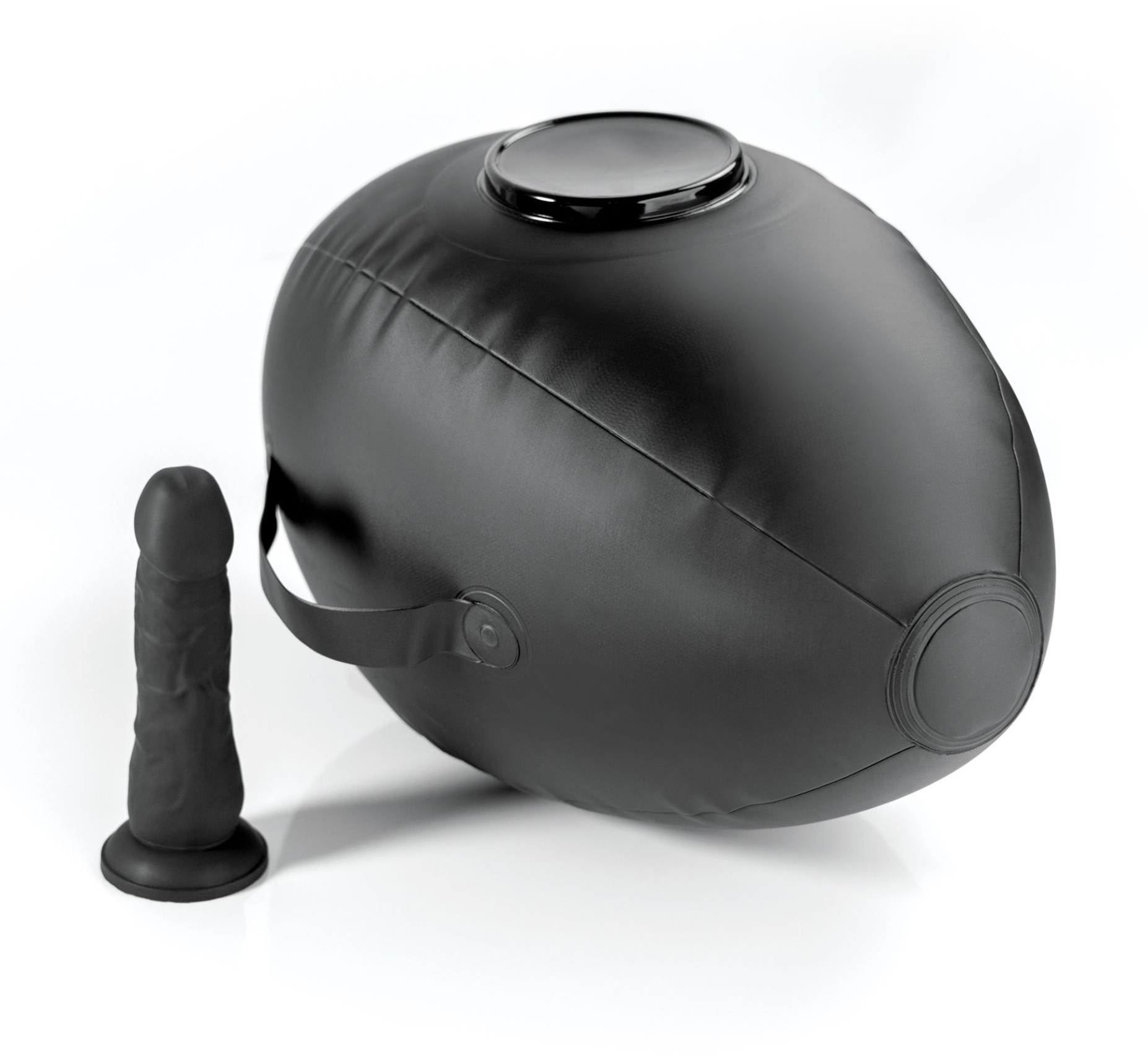 Черный надувной мяч с платформой для фиксации дилдо Body Dock Inflatable Love Ball