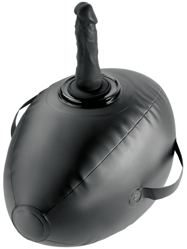 Черный надувной мяч с платформой для фиксации дилдо Body Dock Inflatable Love Ball