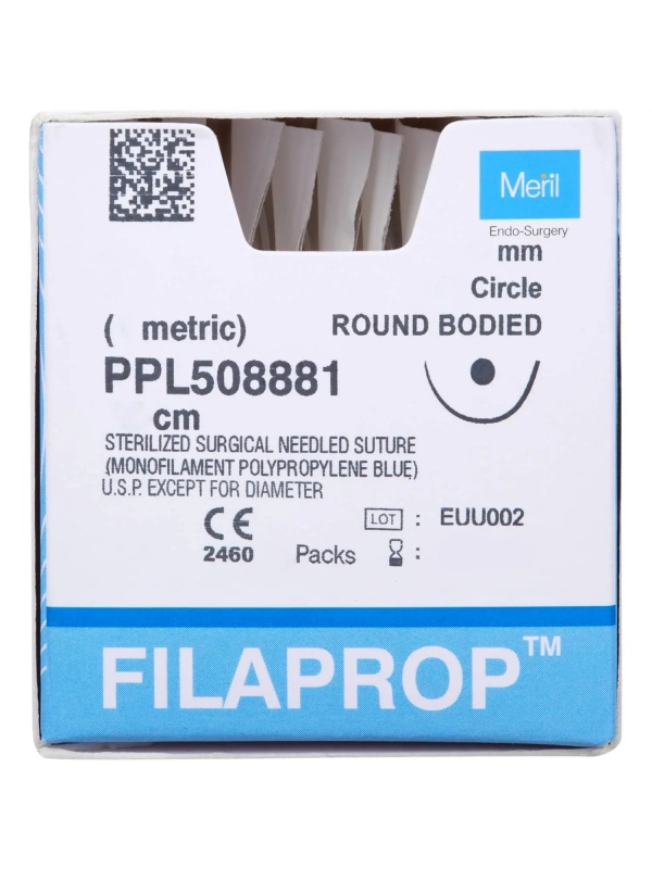 Шовный материал нить USP 2-0 (метрик 3)х90см синий, игла 30ммx1/2, 12шт/уп