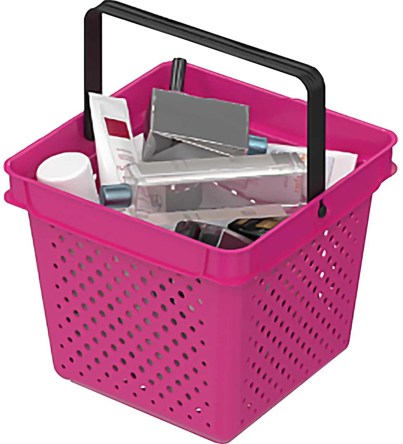 Корзина покупательская EVR_QUADRO плас.с 1 плас.ручк.,10л фуксия,руч.черная