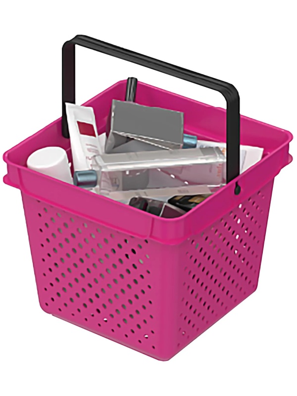 Корзина покупательская EVR_QUADRO плас.с 1 плас.ручк.,10л фуксия,руч.черная