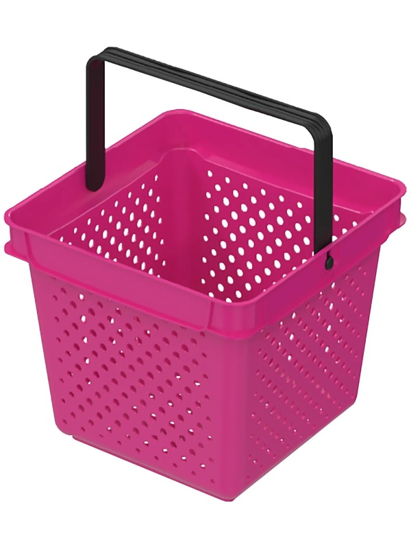 Корзина покупательская EVR_QUADRO плас.с 1 плас.ручк.,10л фуксия,руч.черная