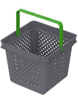 Корзина покупательская EVR_QUADRO пл.с 1 пл.руч.,10л сер.RAL7024,руч.салат