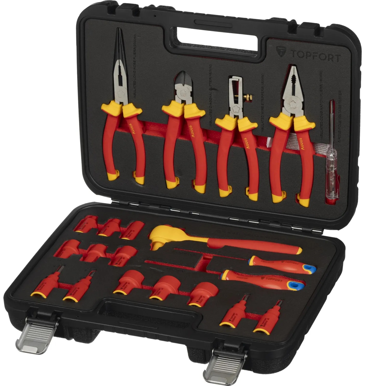 Набор диэлектрических инструментов Topfort 21 предметов (VDE584121)