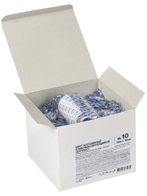 Бинт самофикс эласт 10м х10см Вариант, 10 шт/уп, ШК61935