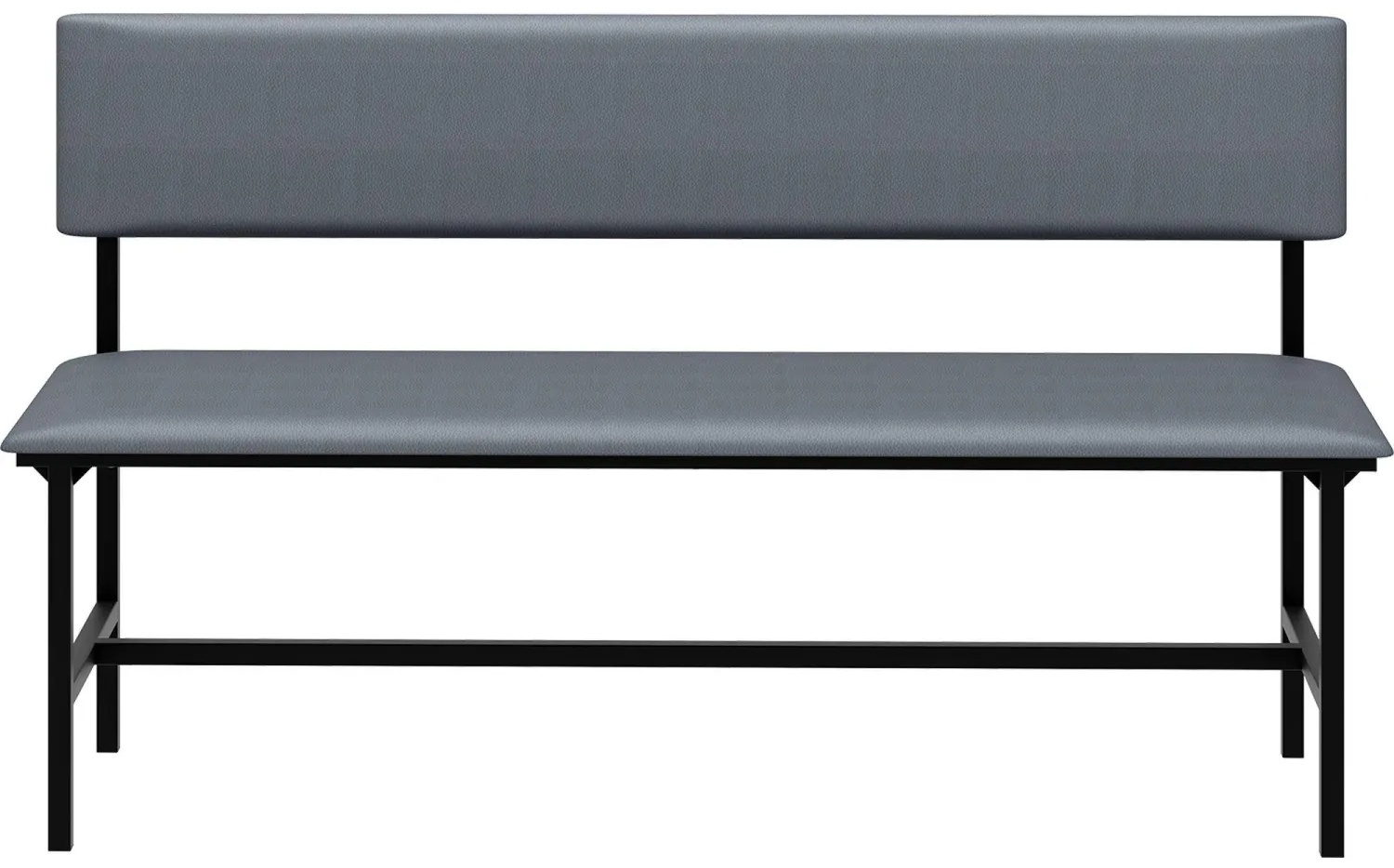 Банкетка UD_со спинкой Берта+ БМ-6 1500 карк. черн к/з К-28 серый