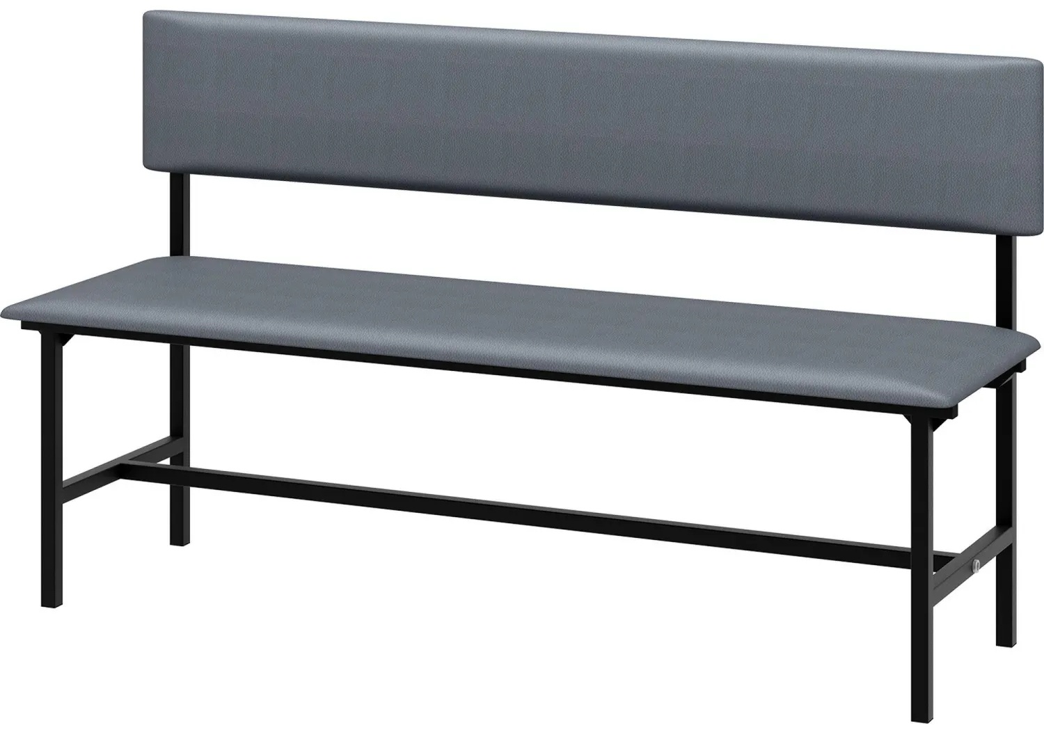 Банкетка UD_со спинкой Берта+ БМ-6 1500 карк. черн к/з К-28 серый