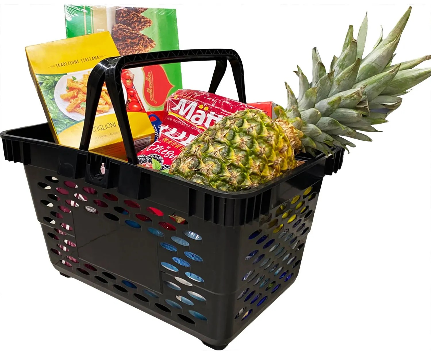 Корзина покупательская EVR_CLASSIC плас.с 2 плас.ручк.,20л цв.черный 5шт/уп