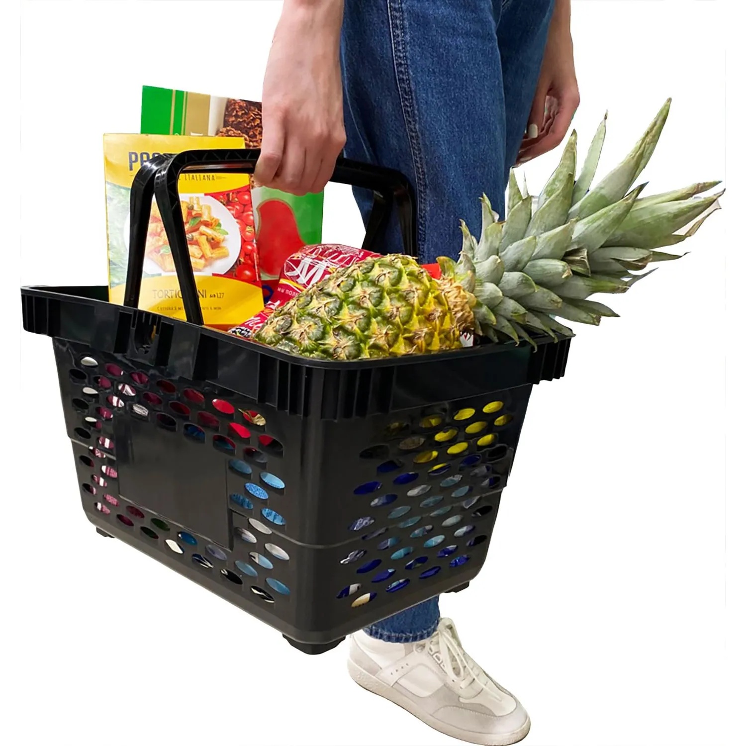 Корзина покупательская EVR_CLASSIC плас.с 2 плас.ручк.,20л цв.черный 5шт/уп