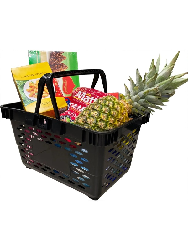 Корзина покупательская EVR_CLASSIC плас.с 2 плас.ручк.,20л цв.черный 5шт/уп