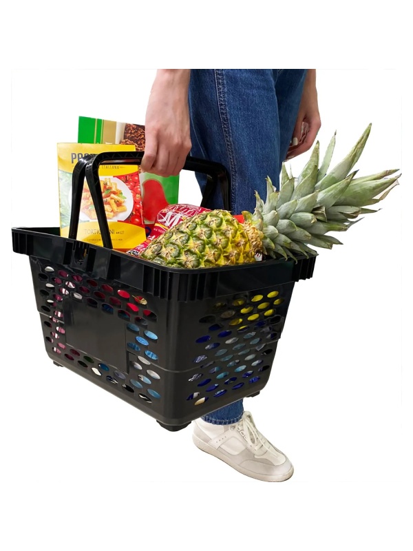 Корзина покупательская EVR_CLASSIC плас.с 2 плас.ручк.,20л цв.черный 5шт/уп